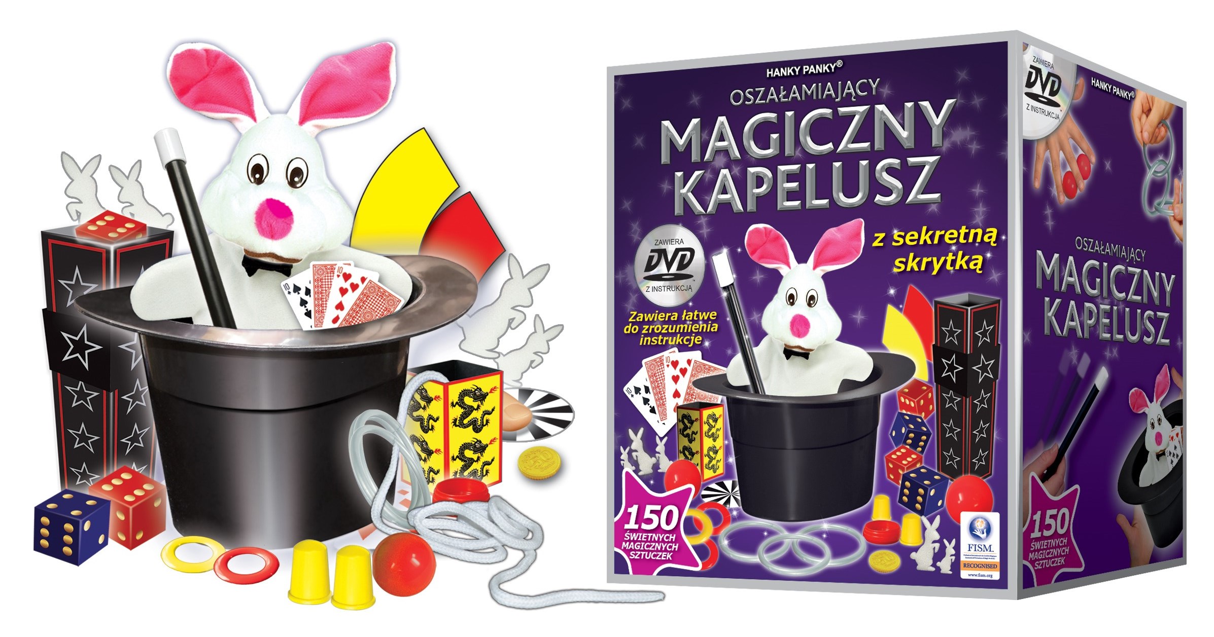 MAGICZNY KAPELUSZ Z KRÓLICZKIEM 150 SZTUCZEK